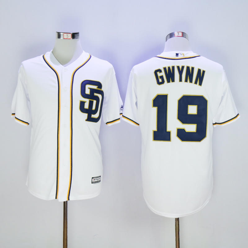Men San Diego Padres #19 Gwynn White Throwback Game MLB Jerseys